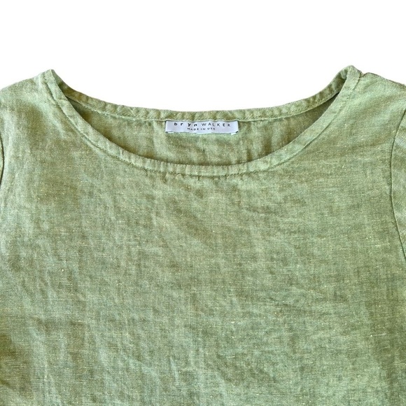 Bryn Walker Seraphina Dress 100% Linen Chartreuse Lagenlook Minimalist XS FLAW - Picture 8 of 15